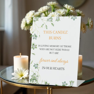 Elegantes florales Gedenkzeichen "Diese Kerze bren Sockelschild
