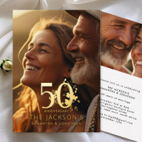 Elegantes Florales Gold 50. Foto-Hochzeitsjubiläum