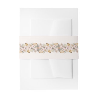 Elegantes florales goldenes Einladungs-Bauchband Einladungsbanderole