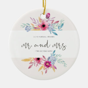 Elegantes florales Herr und Frau Hochzeit Kerami Keramik Ornament