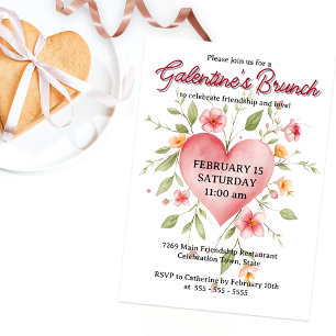Elegantes florales Herz Galentine Brunch Einladung