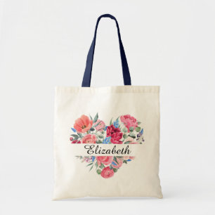 Elegantes florales Herz personalisierte Braut  Tragetasche