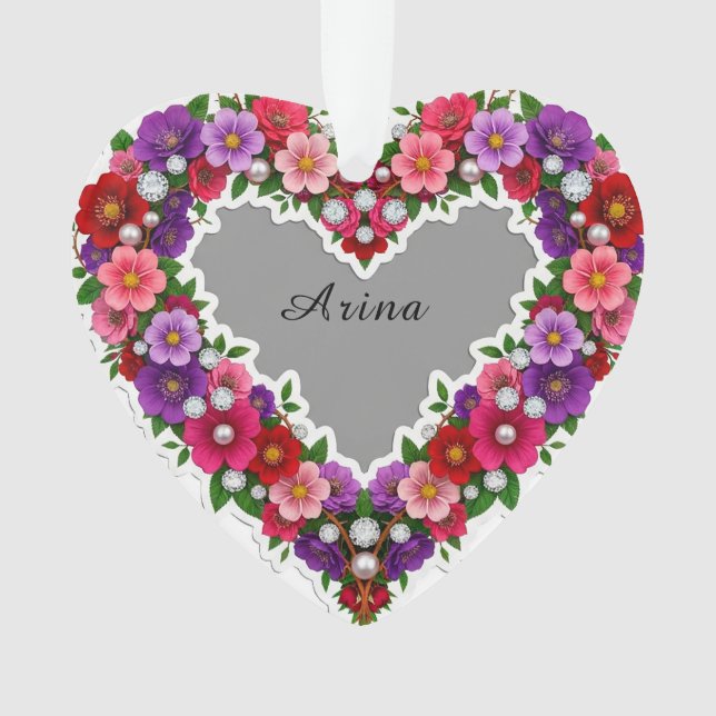 Elegantes florales Herzdesign Ornament (Vorderseite)