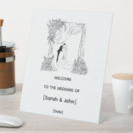 Elegantes florales Hochzeits-Willkommensschild Sockelschild