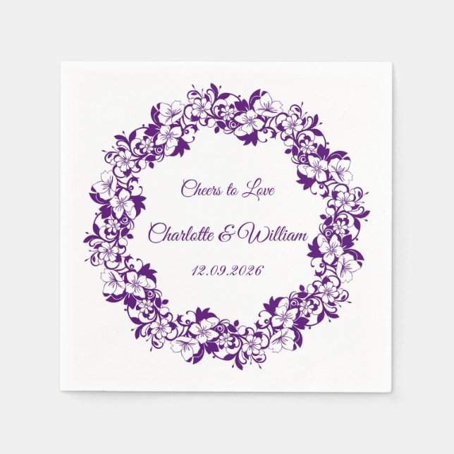 Elegantes florales Hochzeitsdesign Serviette (Vorderseite)