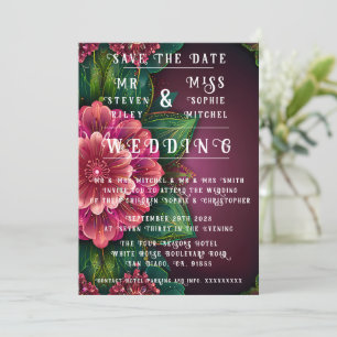 Elegantes florales Hochzeitseinladungs-Set Einladung