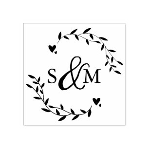 Elegantes florales Hochzeitsmonogramm Gummistempel
