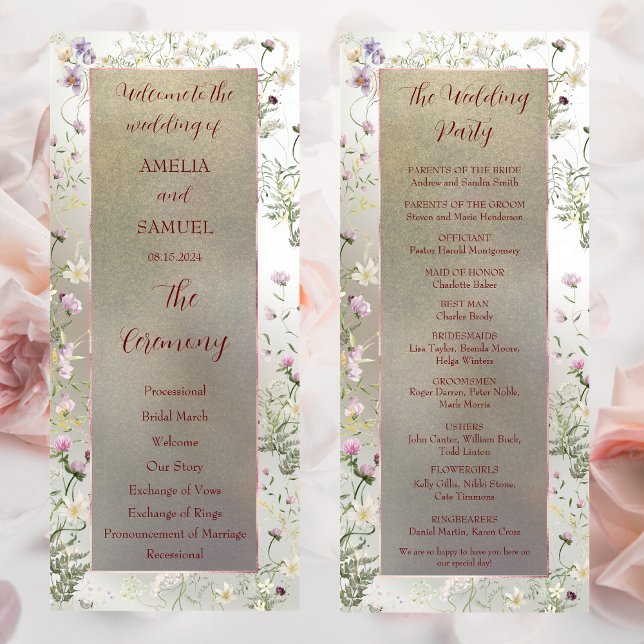 Elegantes florales Hochzeitsprogramm Herbst Programm (Von Creator hochgeladen)