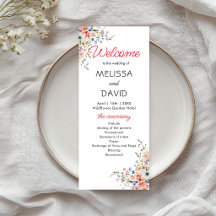 Elegantes florales Hochzeitsprogramm