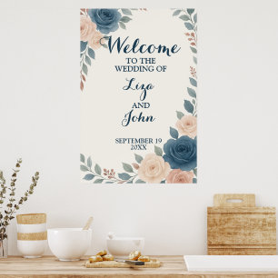 Elegantes florales Hochzeitsschaumstoffschild Poster