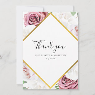 Elegantes florales Hochzeitssemble Foto Custom Dankeskarte