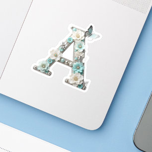 Elegantes Florales Ihr Monogramm A Vinyl-Aufkleber Aufkleber