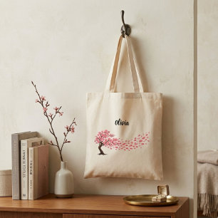 elegantes florales Kirschblüten benutzerdefinierte Tragetasche