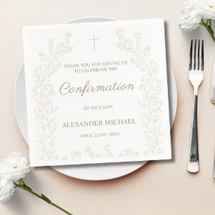 Elegantes florales Kreuz Konfirmation Danke Serviette