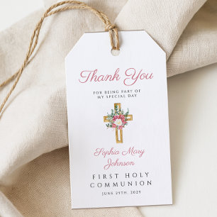 Elegantes florales Kreuz Mädchen Erstkommunion Geschenkanhänger