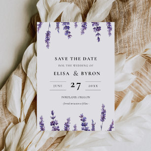Elegantes florales Lavendel Save the Date Einladung
