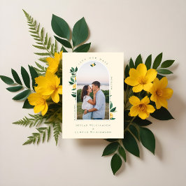 Elegantes, florales Lemon Tree Foto Gelb Save The Date