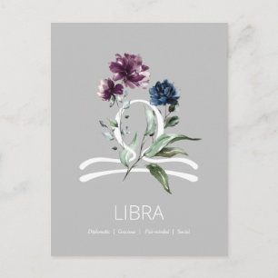 Elegantes florales Libra-Symbol Postkarte