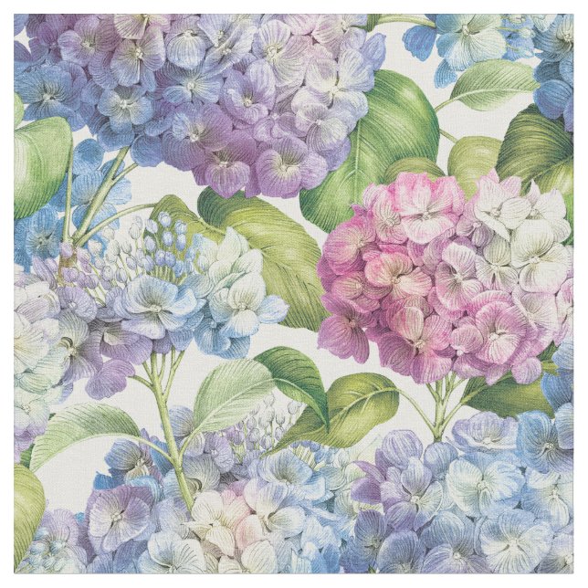Elegantes florales Lila Hydrangea-Muster Stoff (Nahaufnahme)