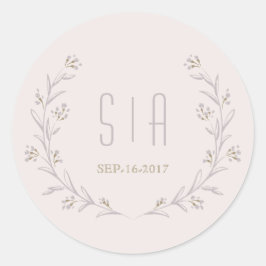 Elegantes florales lila rustikales Hochzeitmonogra Runder Aufkleber