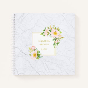 Elegantes, florales Marmor Chic Pastel Square Note Notizbuch