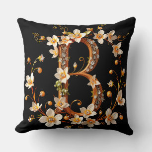 Elegantes florales Monogramm B mit aufwendigem Des Kissen