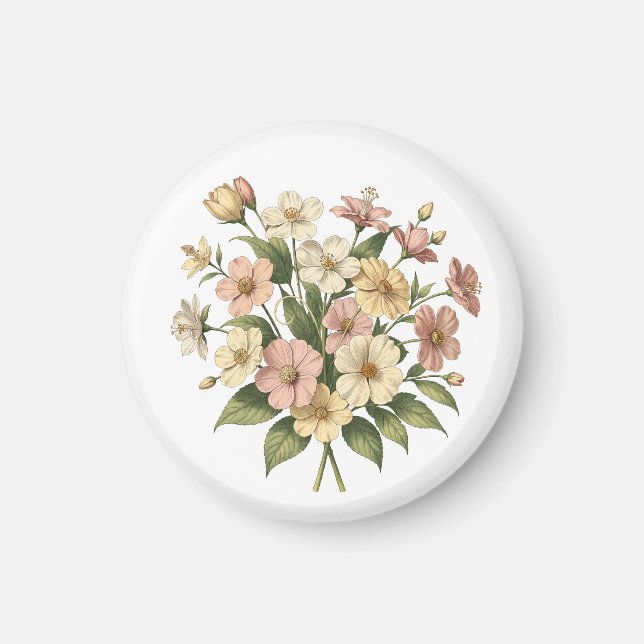 Elegantes florales Monogramm-Blumenstrauß-Design Magnet (Vorne)
