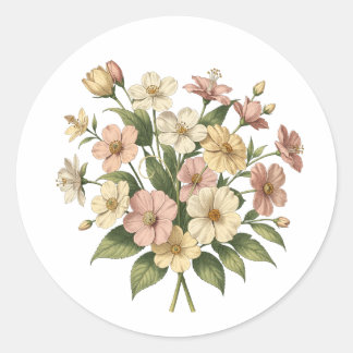 Elegantes florales Monogramm-Blumenstrauß-Design Runder Aufkleber