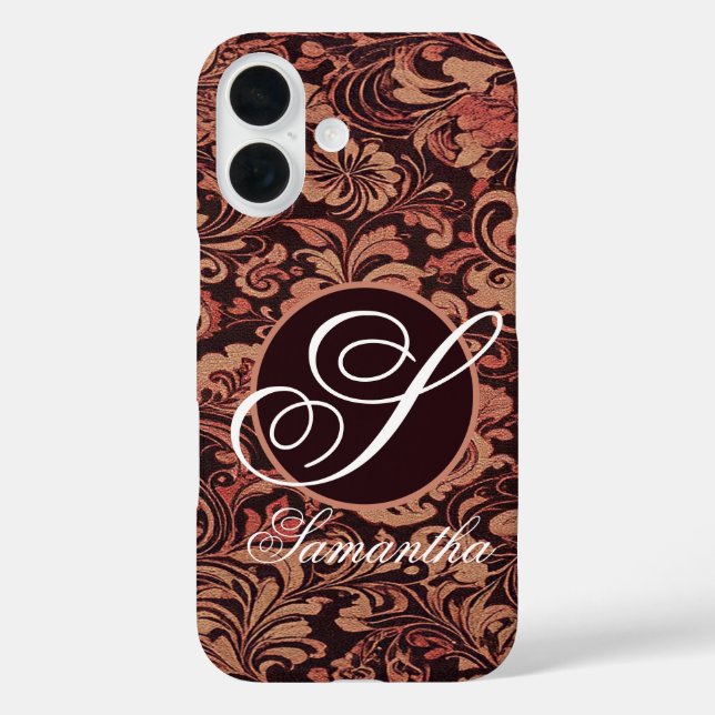 Elegantes florales Monogramm Case-Mate iPhone Hülle (Rückseite)