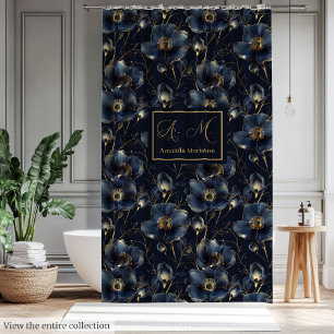 Elegantes florales Monogramm-Duschdesign Duschvorhang