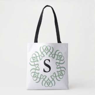 Elegantes Florales Monogramm Familie in Salbeigrün