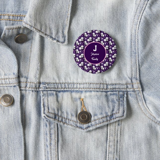 Elegantes florales Monogramm-Geschenkdesign Button (Beispiel)