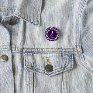 Elegantes florales Monogramm-Geschenkdesign Button