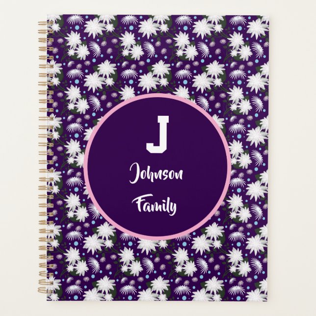 Elegantes florales Monogramm-Geschenkdesign Planer (Vorderseite)