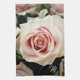 Elegantes florales Monogramm Geschirrtuch