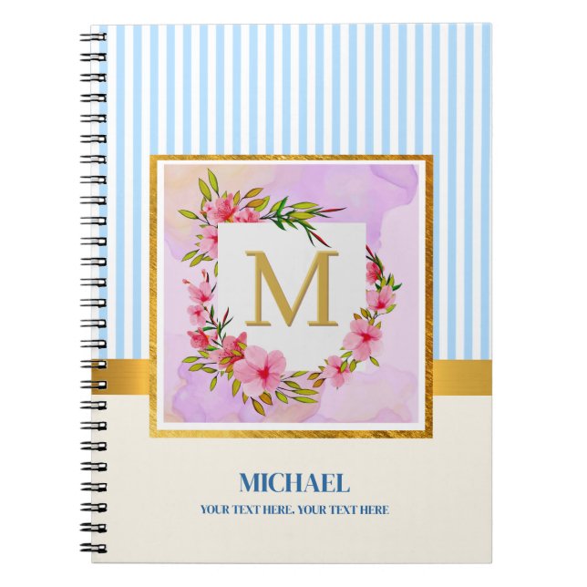 Elegantes florales Monogramm Initial Skript benutz Notizblock (Vorderseite)
