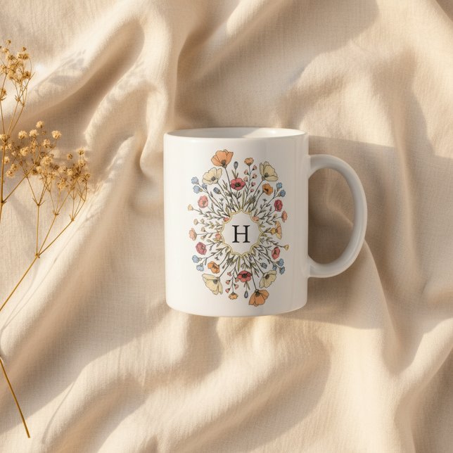 Elegantes florales Monogramm Kaffeetasse (Von Creator hochgeladen)