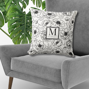 Elegantes florales Monogramm Kissen