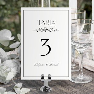 Elegantes florales Monogramm Minimalistische Hochz Tischnummer