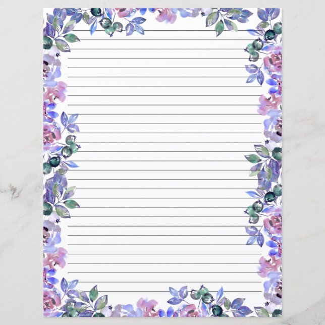 Elegantes florales Monogramm-Schreibpapier (Vorderseite)
