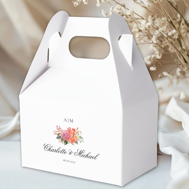 Elegantes florales Monogramm-Skript-Hochzeit Geschenkschachtel (Elegant Floral Monogram Script Wedding Favor Boxes)