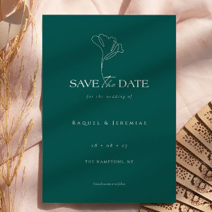 Elegantes florales Monogramm Smaragd-Hochzeit Save The Date