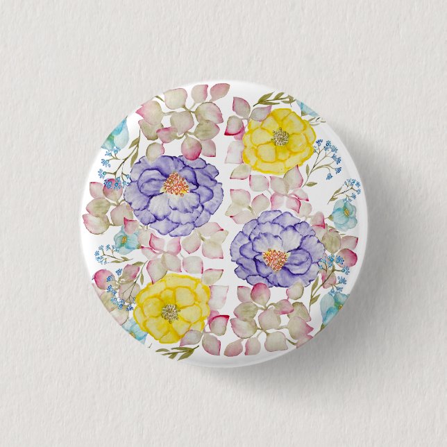 Elegantes, florales Muster Button (Vorderseite)