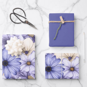 Elegantes florales Muster Lila Cream Lilac Geschenkpapier Set