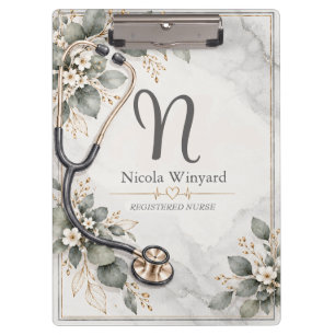 Elegantes florales Namensschild Clipboard für Kran Klemmbrett