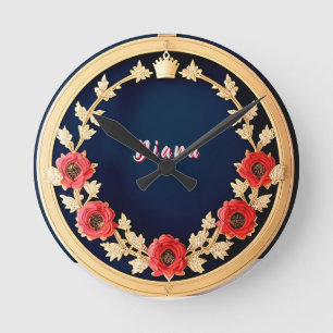 Elegantes florales Ornamentdesign Runde Wanduhr