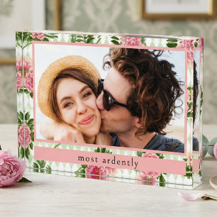 Elegantes florales Paar-Liebeszitat individuell Fotoblock