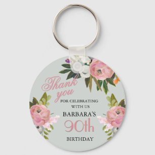 Elegantes florales Party-Geschenk zum 90. Geburtst Schlüsselanhänger