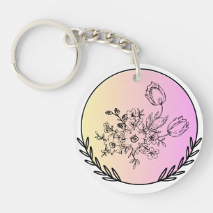 Elegantes florales Pastell-Kreis-Design mit ästhet Schlüsselanhänger