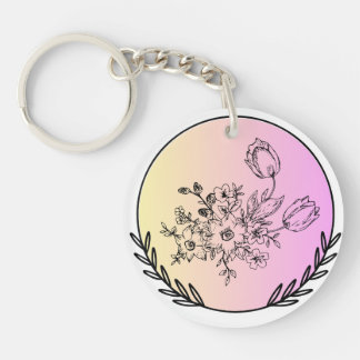 Elegantes florales Pastell-Kreis-Design mit ästhet Schlüsselanhänger